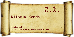 Wilheim Kende névjegykártya